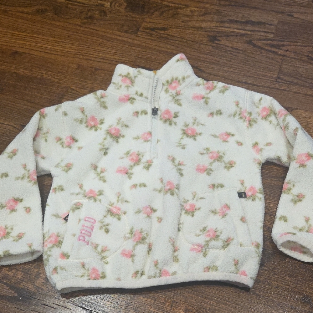 Polo by Ralph Lauren Kids Floral Fleece Hoodie - White and Pink